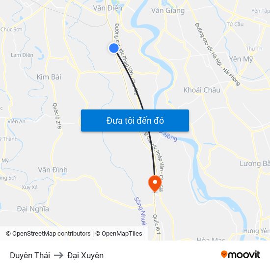 Duyên Thái to Đại Xuyên map