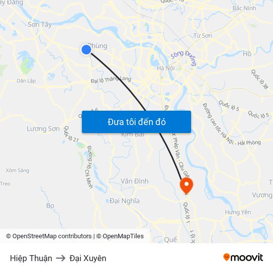 Hiệp Thuận to Đại Xuyên map