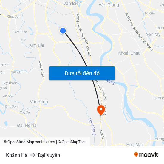 Khánh Hà to Đại Xuyên map