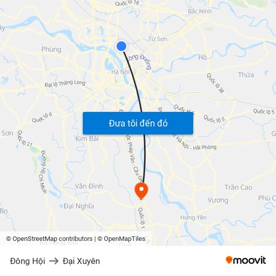 Đông Hội to Đại Xuyên map