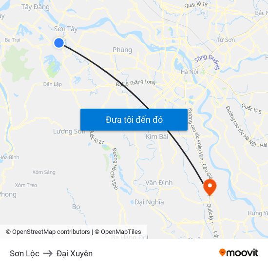 Sơn Lộc to Đại Xuyên map