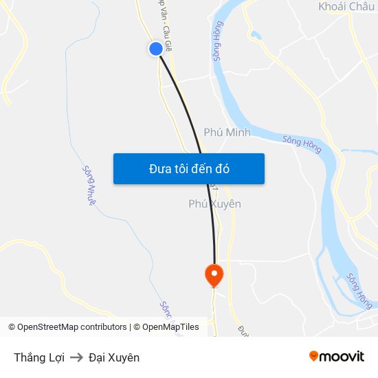 Thắng Lợi to Đại Xuyên map