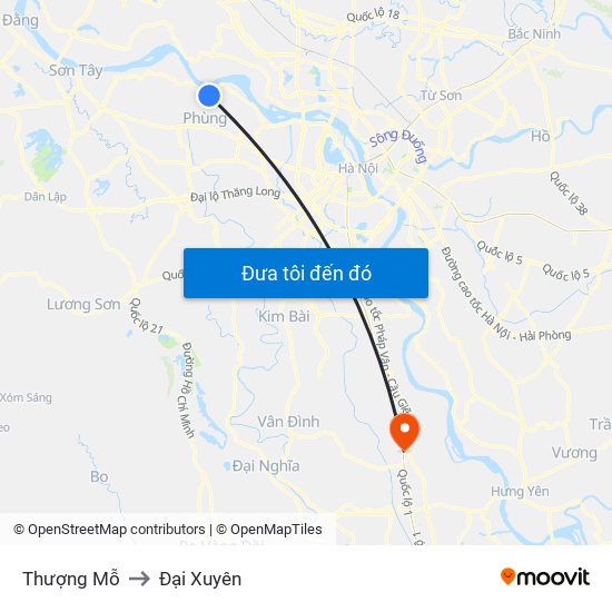 Thượng Mỗ to Đại Xuyên map