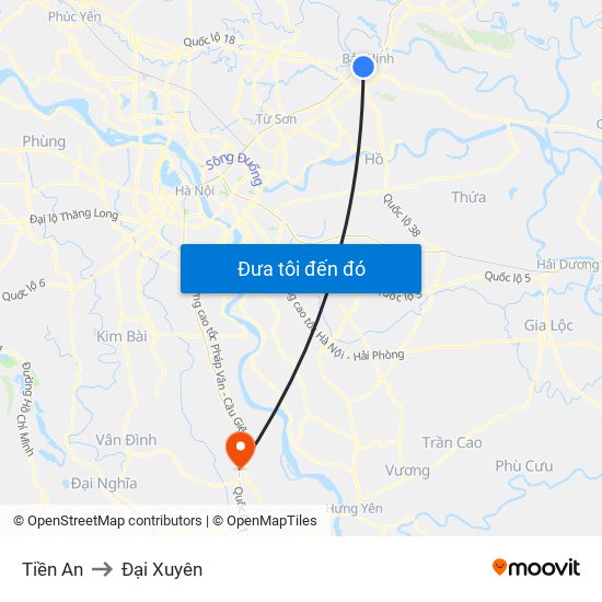 Tiền An to Đại Xuyên map