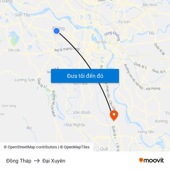 Đồng Tháp to Đại Xuyên map