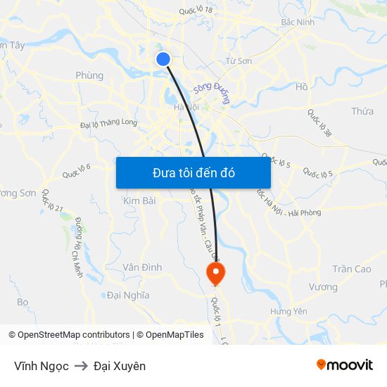 Vĩnh Ngọc to Đại Xuyên map