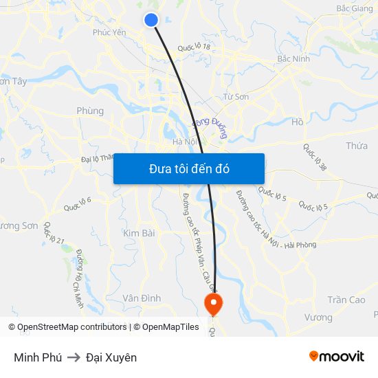 Minh Phú to Đại Xuyên map