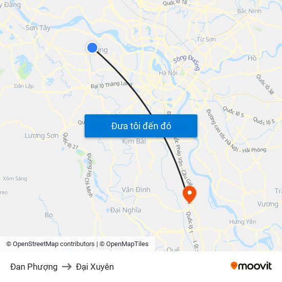 Đan Phượng to Đại Xuyên map