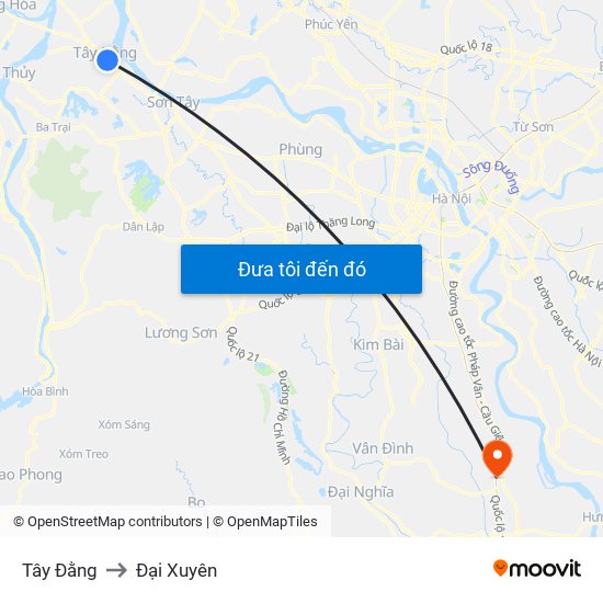 Tây Đằng to Đại Xuyên map