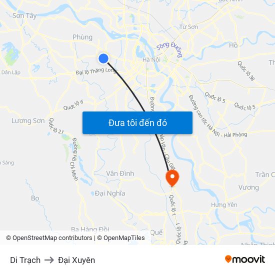 Di Trạch to Đại Xuyên map