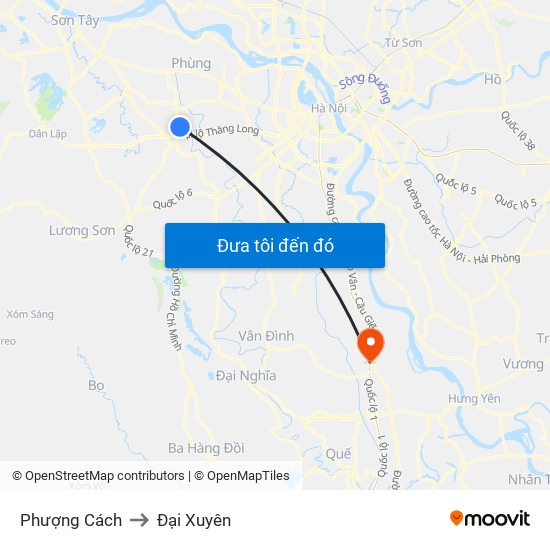 Phượng Cách to Đại Xuyên map