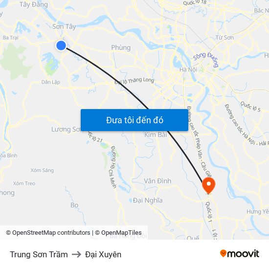 Trung Sơn Trầm to Đại Xuyên map