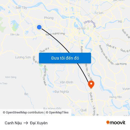 Canh Nậu to Đại Xuyên map