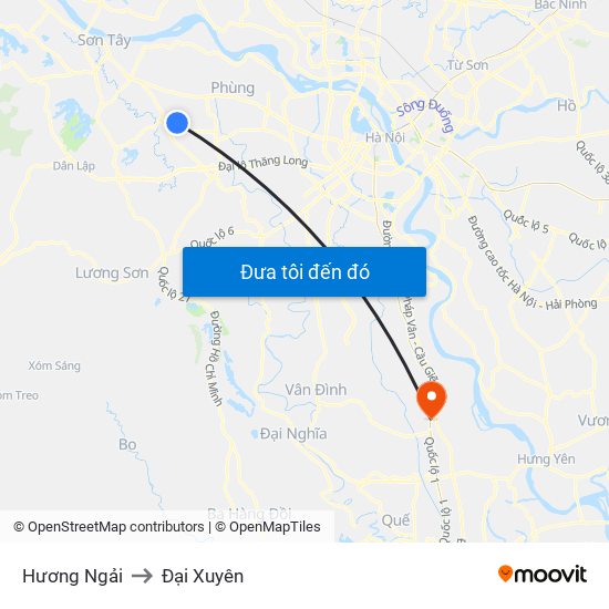 Hương Ngải to Đại Xuyên map