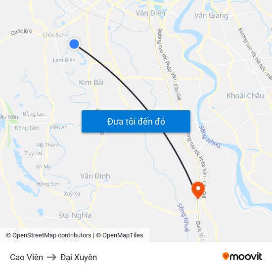 Cao Viên to Đại Xuyên map