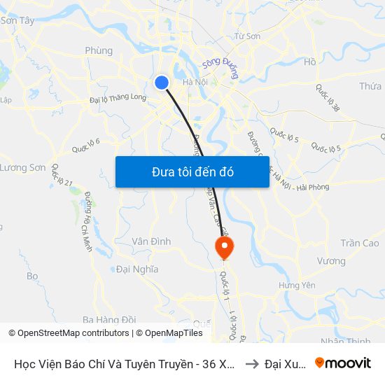 Học Viện Báo Chí Và Tuyên Truyền - 36 Xuân Thủy to Đại Xuyên map