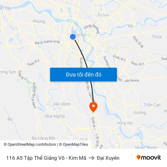 116 A5 Tập Thể Giảng Võ - Kim Mã to Đại Xuyên map