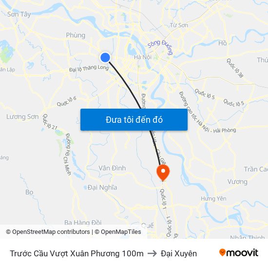 Trước Cầu Vượt Xuân Phương 100m to Đại Xuyên map