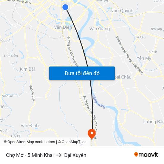 Chợ Mơ - 5 Minh Khai to Đại Xuyên map