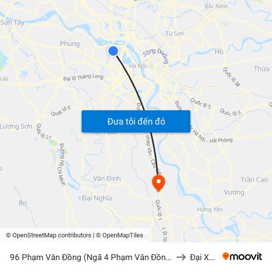 96 Phạm Văn Đồng (Ngã 4 Phạm Văn Đồng - Xuân Đỉnh) to Đại Xuyên map