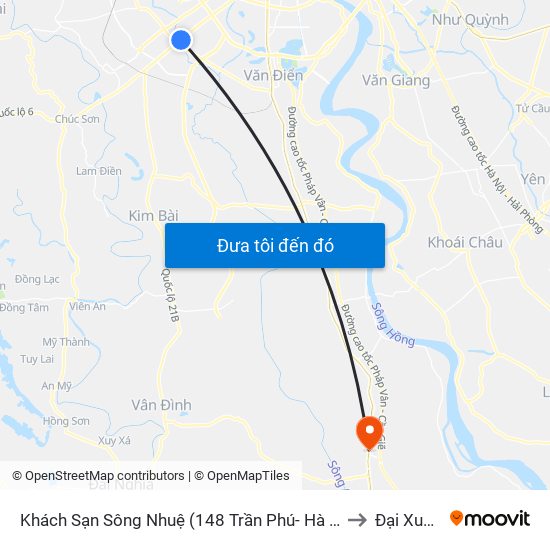 Khách Sạn Sông Nhuệ (148 Trần Phú- Hà Đông) to Đại Xuyên map