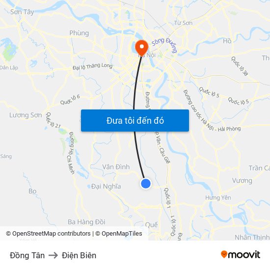 Đồng Tân to Điện Biên map