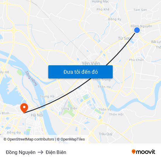 Đồng Nguyên to Điện Biên map