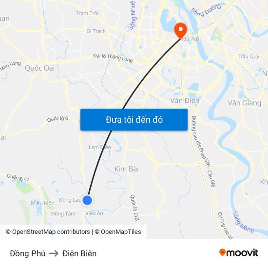 Đồng Phú to Điện Biên map
