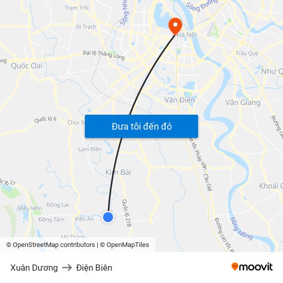 Xuân Dương to Điện Biên map