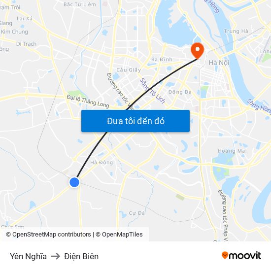 Yên Nghĩa to Điện Biên map