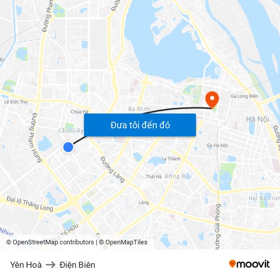 Yên Hoà to Điện Biên map