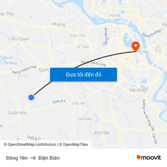 Đông Yên to Điện Biên map
