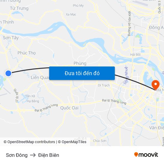 Sơn Đông to Điện Biên map