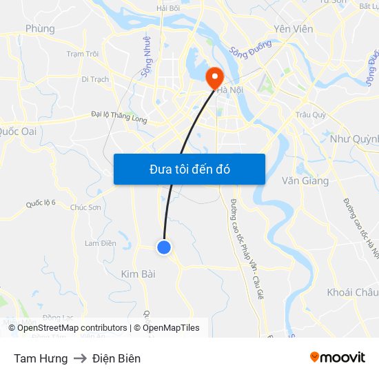 Tam Hưng to Điện Biên map