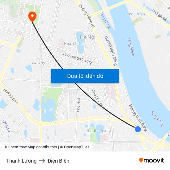 Thanh Lương to Điện Biên map