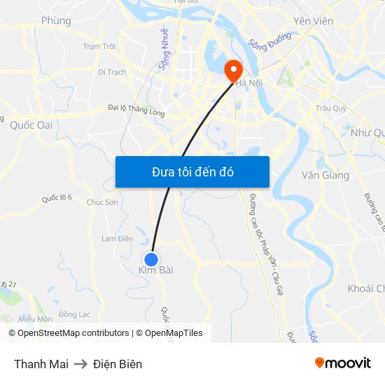 Thanh Mai to Điện Biên map