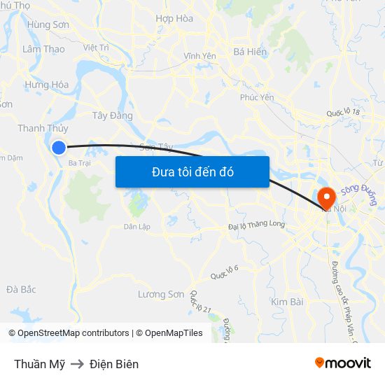 Thuần Mỹ to Điện Biên map