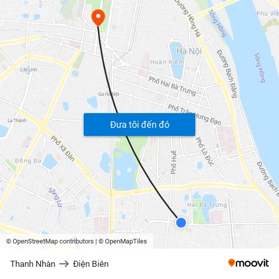 Thanh Nhàn to Điện Biên map