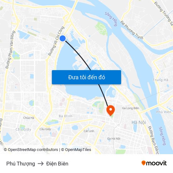 Phú Thượng to Điện Biên map