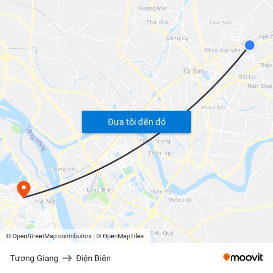 Tương Giang to Điện Biên map