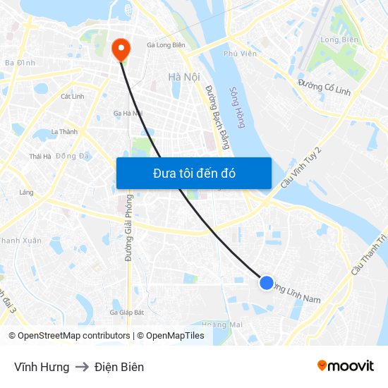 Vĩnh Hưng to Điện Biên map