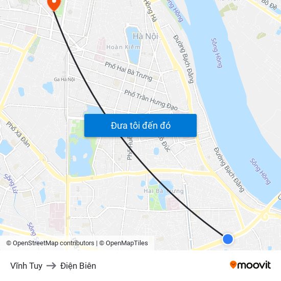 Vĩnh Tuy to Điện Biên map