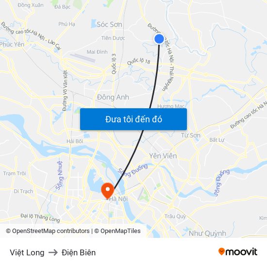 Việt Long to Điện Biên map