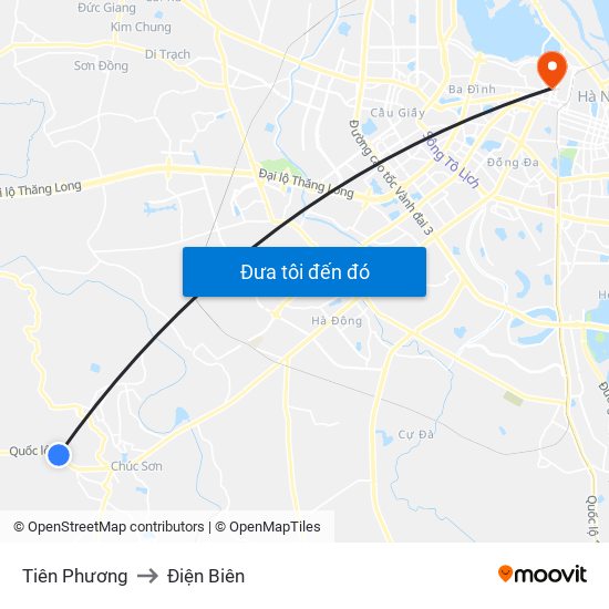 Tiên Phương to Điện Biên map
