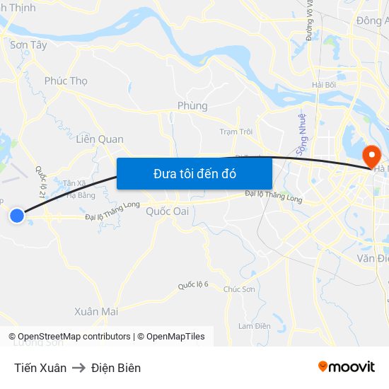 Tiến Xuân to Điện Biên map