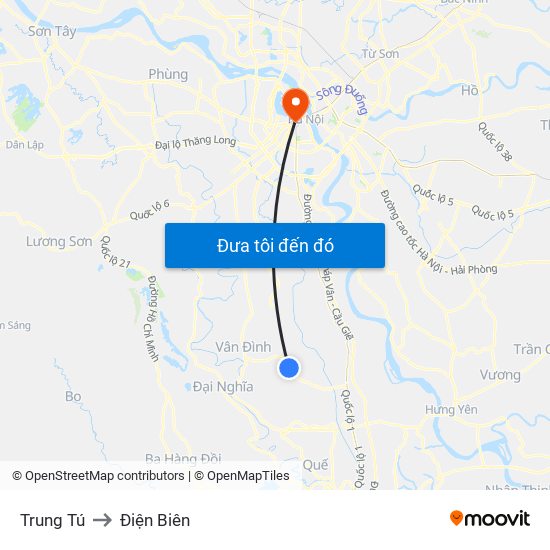 Trung Tú to Điện Biên map