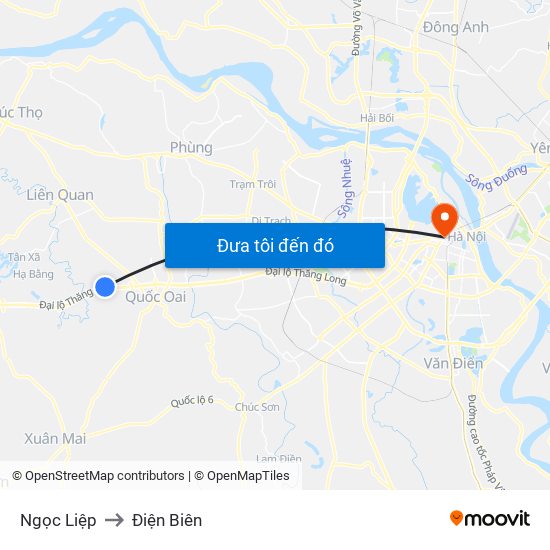 Ngọc Liệp to Điện Biên map