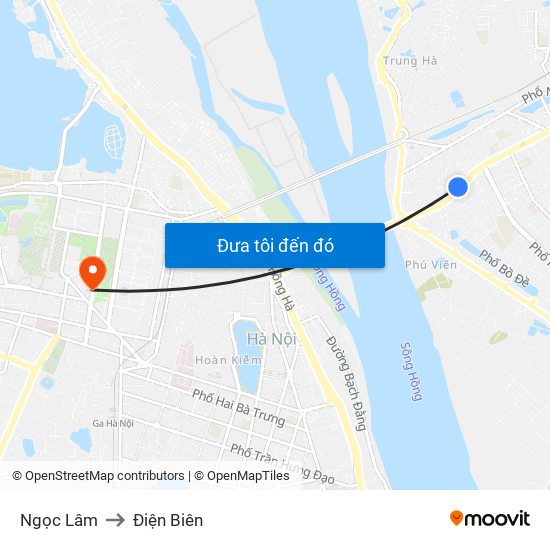 Ngọc Lâm to Điện Biên map