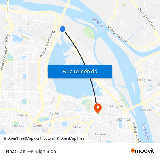 Nhật Tân to Điện Biên map