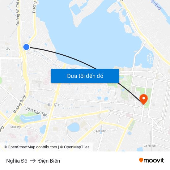 Nghĩa Đô to Điện Biên map